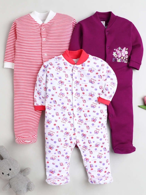 

STARTERS Unisex Kids Pack Of 3 Printed Cotton Bodysuit, White