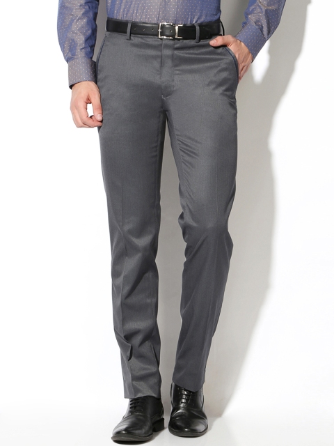 

V Dot by Van Heusen Men Grey Slim Fit Flat-Front Trousers
