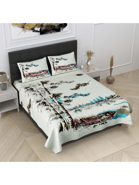 

JAIPUR FABRIC Red & Off White 300 TC King Bedsheet with 2 Pillow Covers