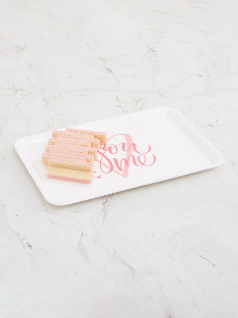 

Home Centre White & Pink Printed Melamine Serving Tray
