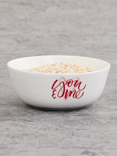 

Home Centre White 1 Pieces Text or Slogans Printed Bone China Matte Bowls 360 Ml