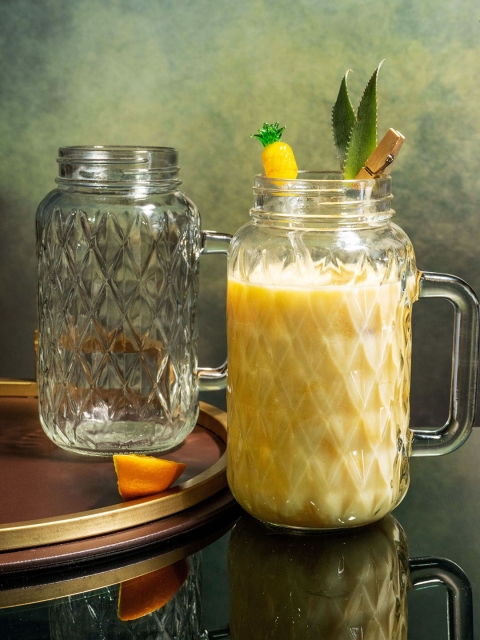 

GOODHOMES Set of 2 Transparent Glass Mason Jar