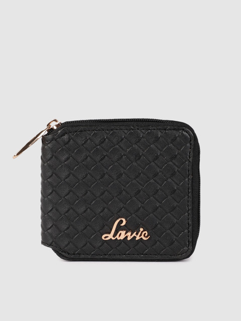 

Lavie Women Black Woven Design Zip Around Wallet