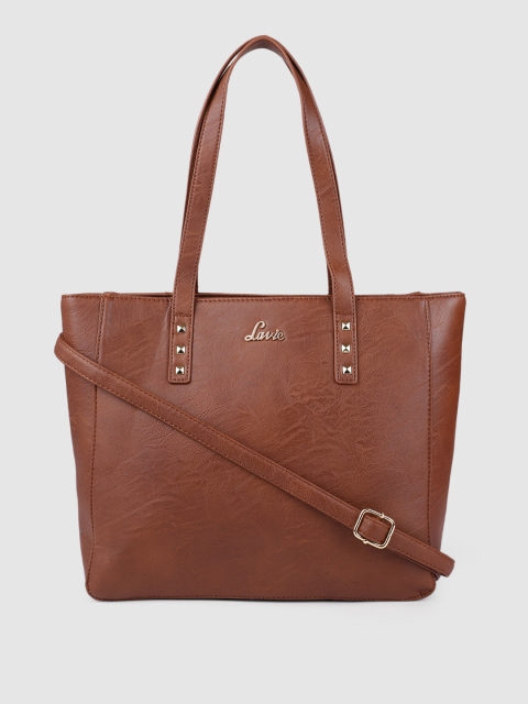 

Lavie Tan Brown Solid PU Regular Structured Shoulder Bag with Studs Embellished Detail