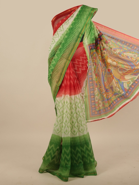 

Pothys Orange & White Printed Saree