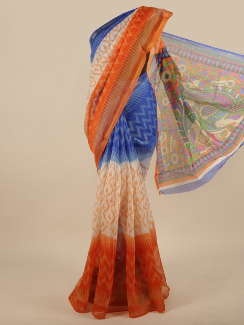 

Pothys Blue & Cream-Coloured Printed Saree