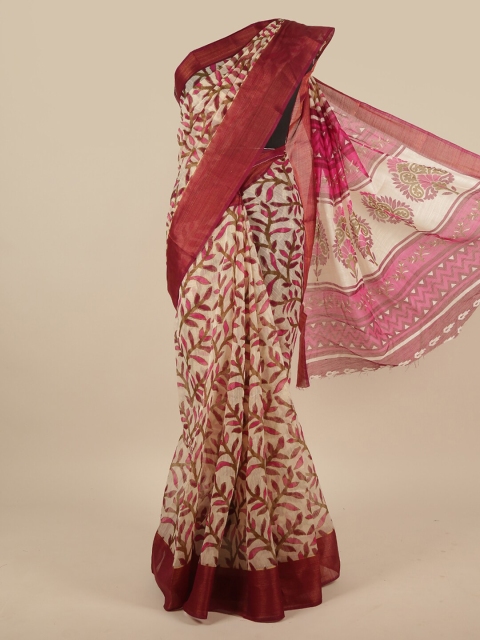 

Pothys Cream-Coloured Floral Saree