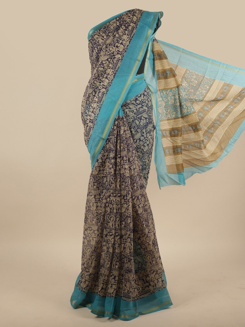 

Pothys Blue & Beige Ethnic Motifs Saree