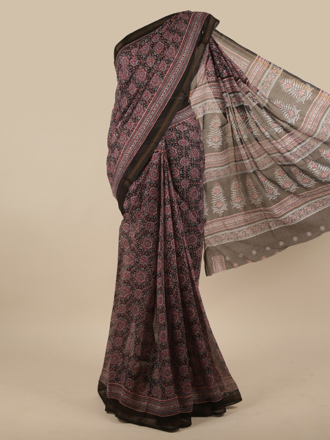 

Pothys Black & Brown Ethnic Motifs Saree