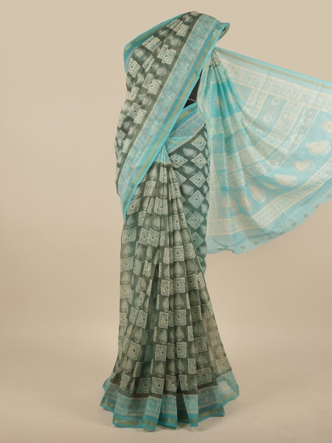 

Pothys Green Cotton Blend Printed Saree