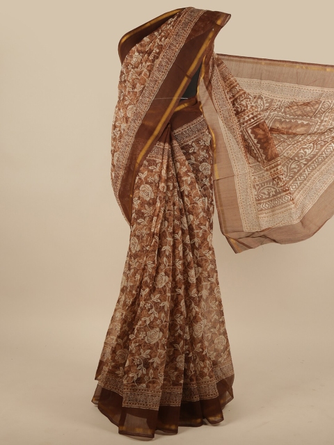 

Pothys Brown Floral Zari Saree