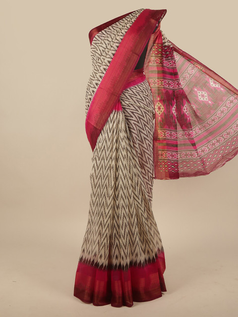 

Pothys Cream-Coloured Ethnic Motifs Saree