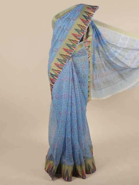 

Pothys Blue & Red Ethnic Motifs Cotton Blend Saree