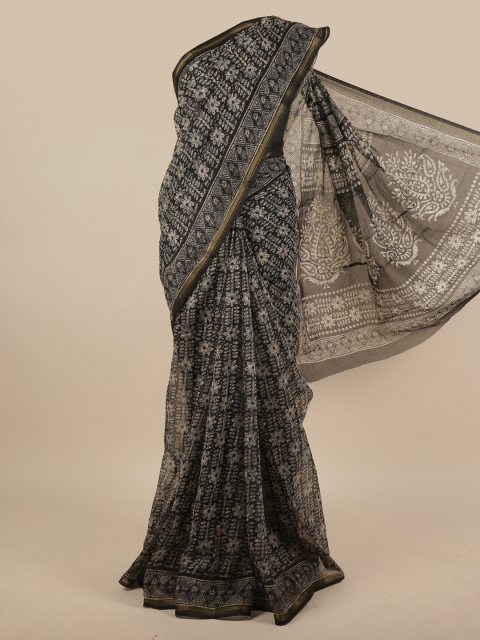 

Pothys Black Floral Printed Cotton Blend Saree