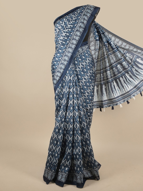 

Pothys Blue Gemetric Printed Cotton Blend Saree