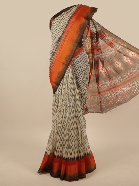 

Pothys Cream-Coloured Printed Saree