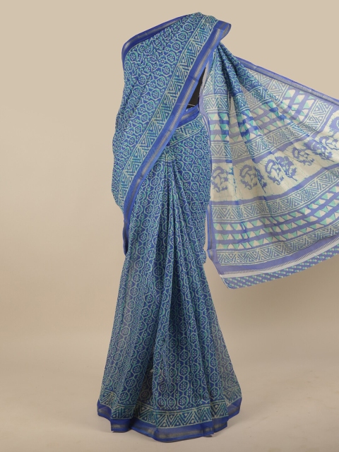 

Pothys Blue Floral Zari Saree