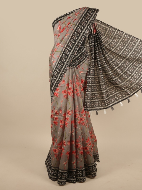 

Pothys Grey & Red Floral Printed Saree