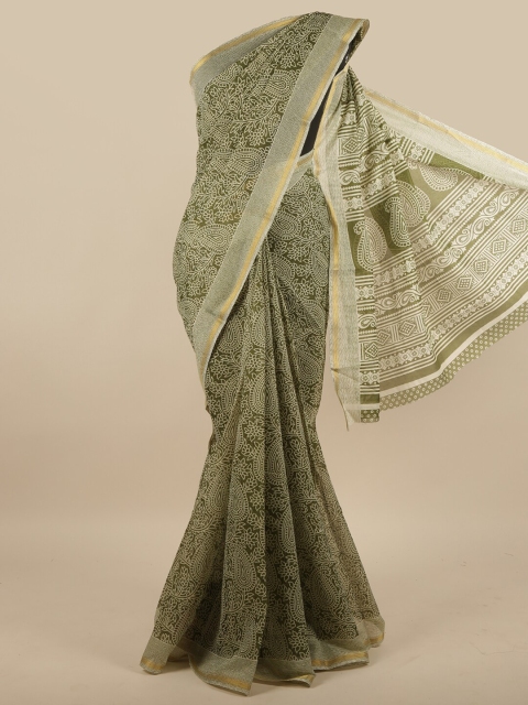 

Pothys Green & Cream-Coloured Ethnic Motifs Saree