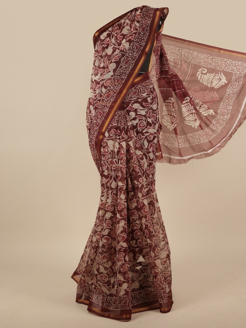 

Pothys Brown Floral Printed Cotton Blend Saree