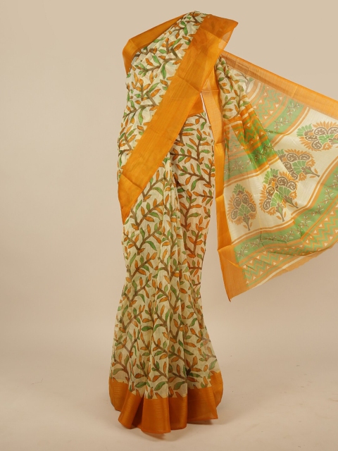 

Pothys Cream-Coloured Floral Printed Cotton Blend Saree
