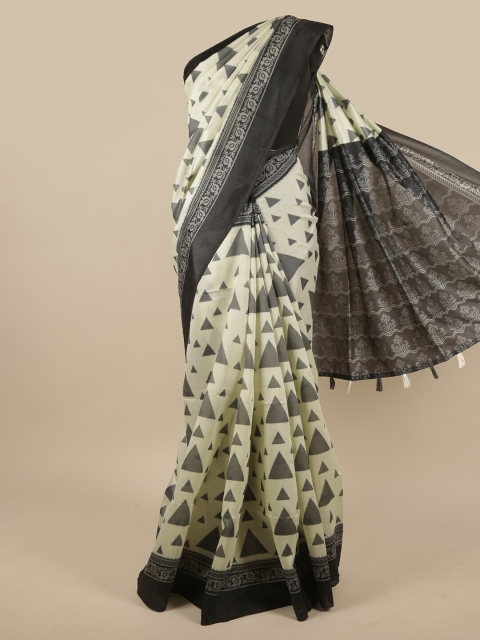 

Pothys Cream-Coloured & Grey Printed Saree