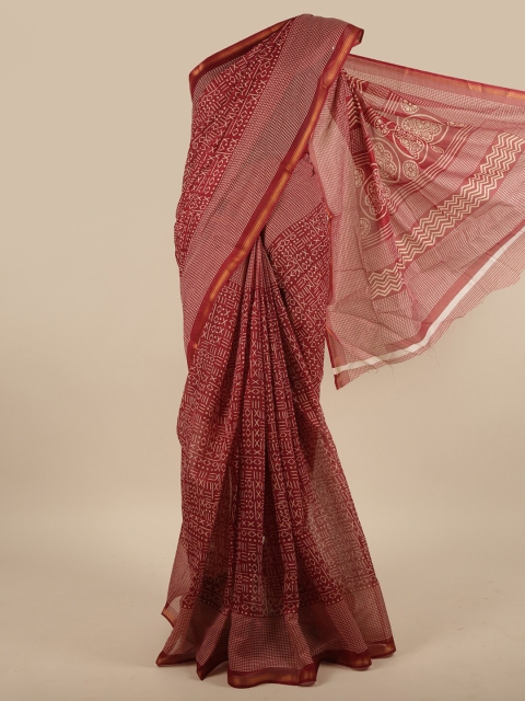 

Pothys Maroon & Beige Printed Saree