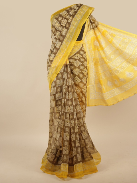 

Pothys Grey & Yellow Ethnic Motifs Printed Saree