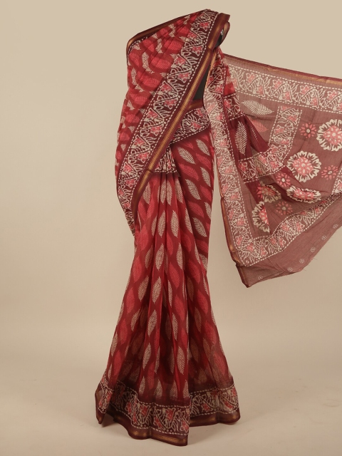 

Pothys Rust Floral Zari Saree