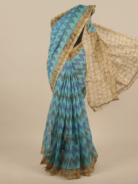 

Pothys Blue & Brown Printed Saree