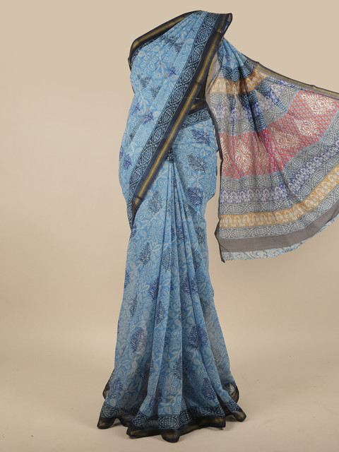 

Pothys Blue Floral Zari Saree