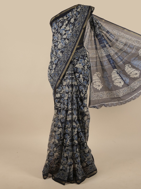 

Pothys Navy Blue & White Ethnic Motifs Saree