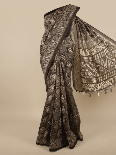 

Pothys Brown & Grey Ethnic Motifs Printed Saree