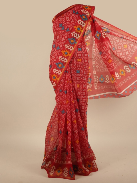

Pothys Red & Beige Printed Cotton Blend Saree