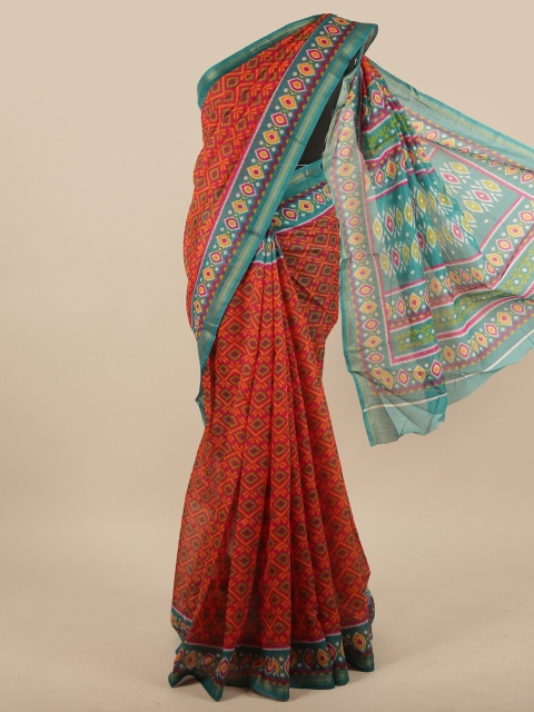 

Pothys Pink & Turquoise Blue Printed Saree