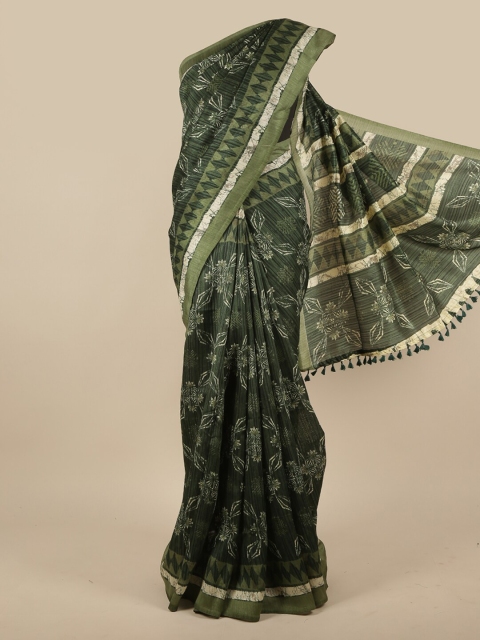 

Pothys Green Floral Jute Silk Saree