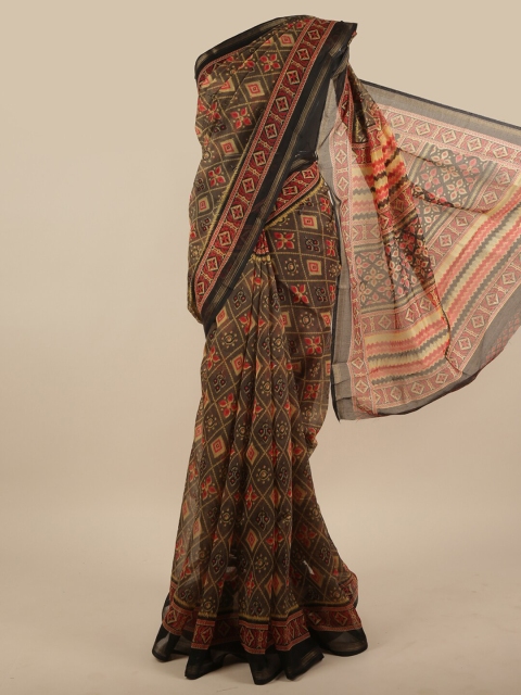 

Pothys Grey & Yellow Ethnic Motifs Printed Saree