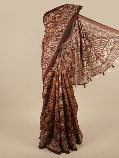 

Pothys Brown & Beige Batik Saree