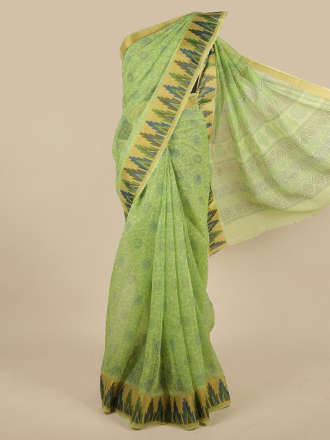 

Pothys Green & Yellow Ethnic Motifs Saree
