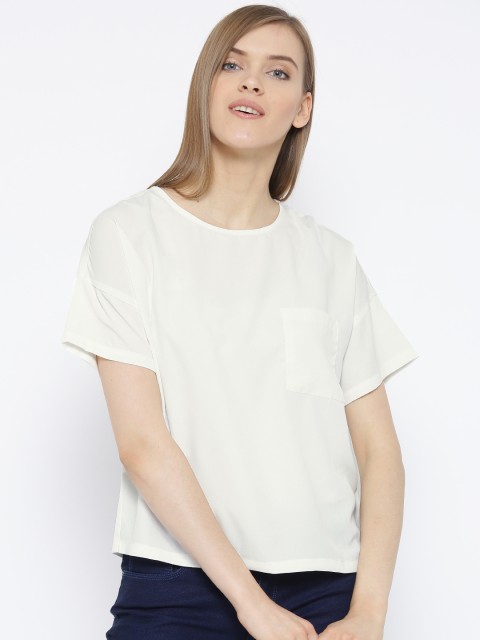 

Vero Moda Women White Solid Boxy Top