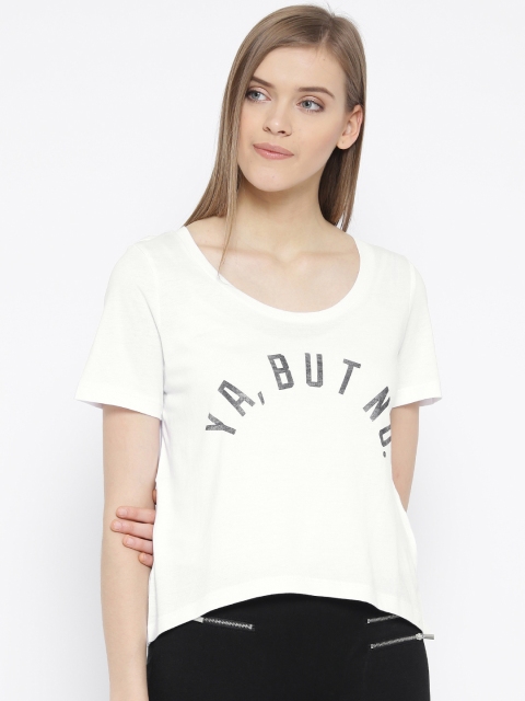 

Vero Moda Women White Printed Round Neck T-shirt