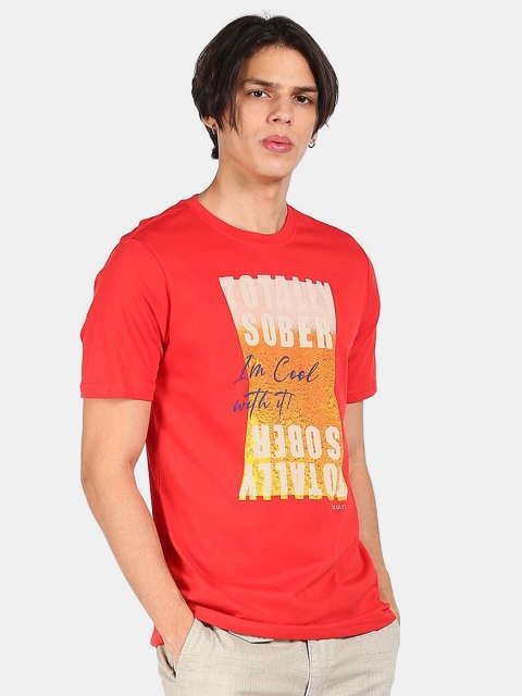 

Colt Men Red Typography Printed T-shirt