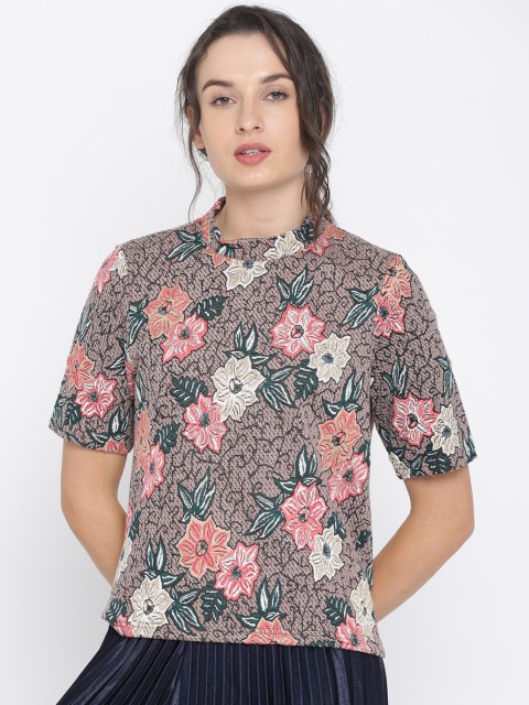 

Vero Moda Women Coral Orange Self-Design Top