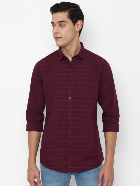 

Allen Solly Men Maroon Slim Fit Horizontal Stripes Striped Casual Shirt