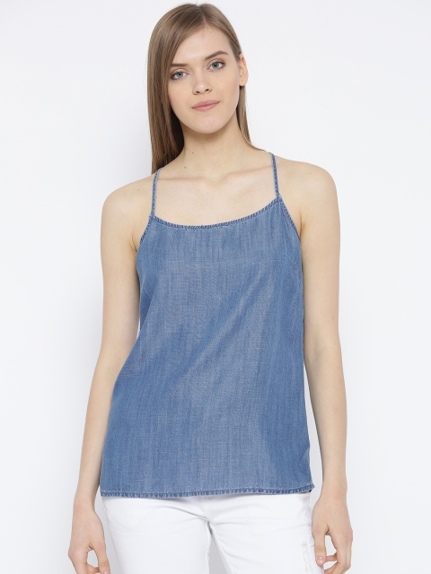 

Vero Moda Women Blue Solid Chambray Top