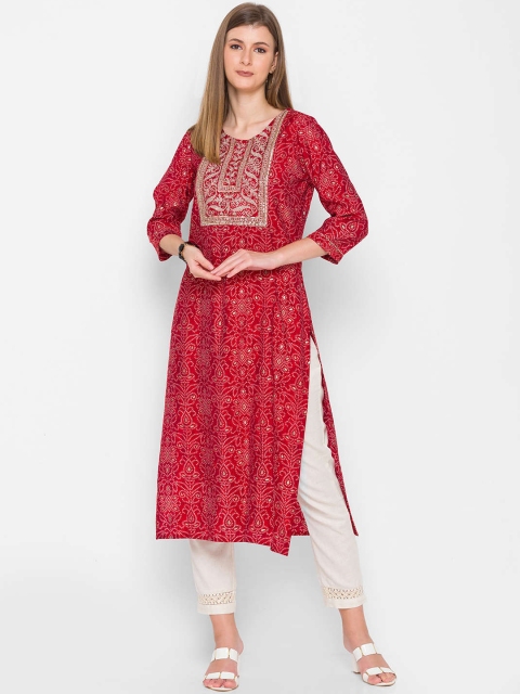

ZOLA Women Red Bandhani Printed Kurta