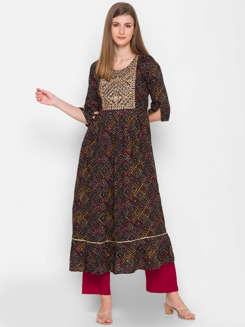 

ZOLA Women Black Ethnic Motifs Printed Kurta