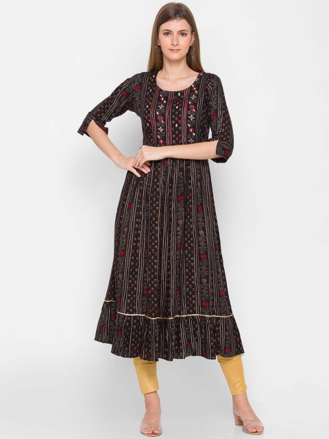 

ZOLA Women Black Printed Anarkali Kurta