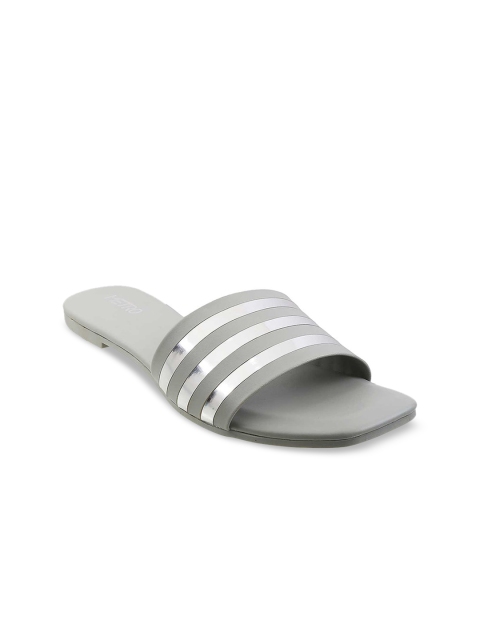 

Metro Women Grey Striped Open Toe Flats