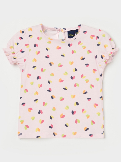 

Juniors by Lifestyle Girls Pink Printed Pure Cotton Top